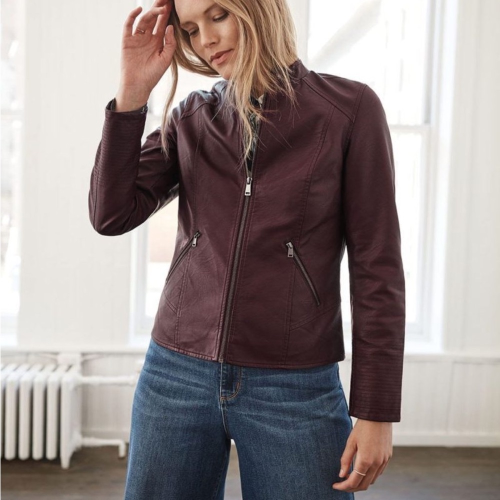 Women's Burgundy Leather Jacket